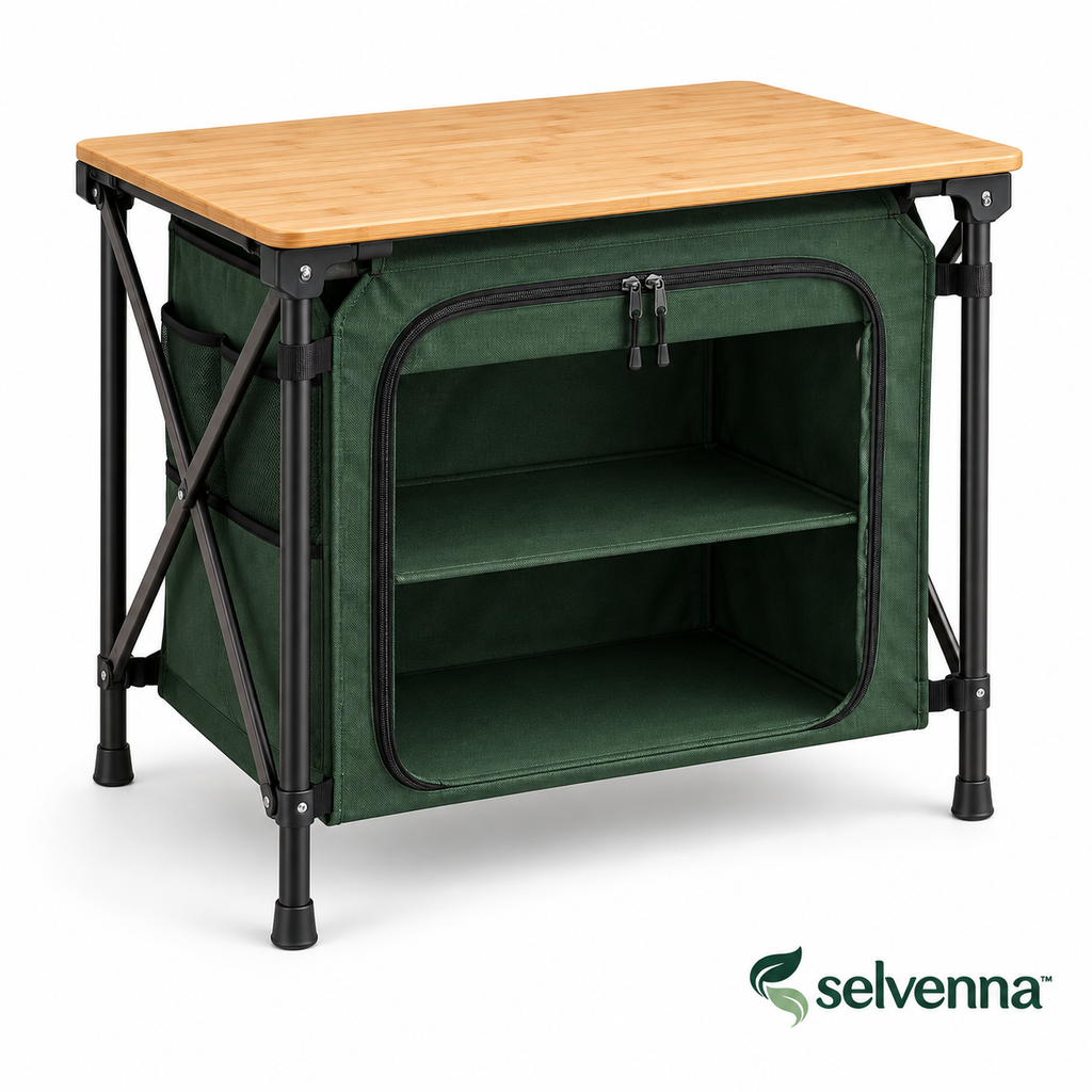 selvenna™ Camp Kitchen Table with Storage Cabinet