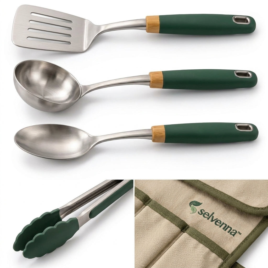 selvenna™ Camp Cooking Utensil Set with Storage Roll