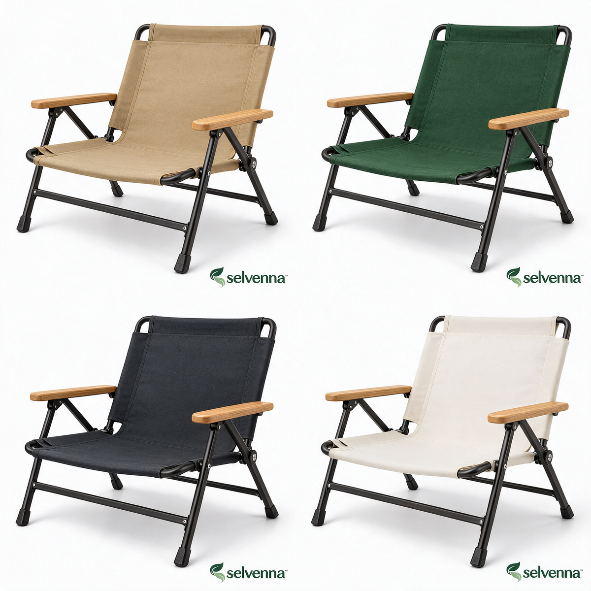 selvenna™ Low-Back Camp Chair with Wood Armrests