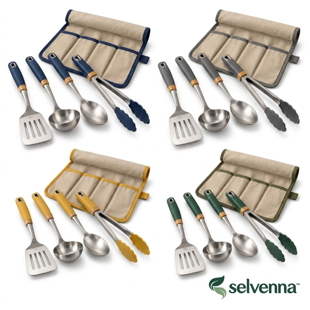 selvenna™ Camp Cooking Utensil Set with Storage Roll