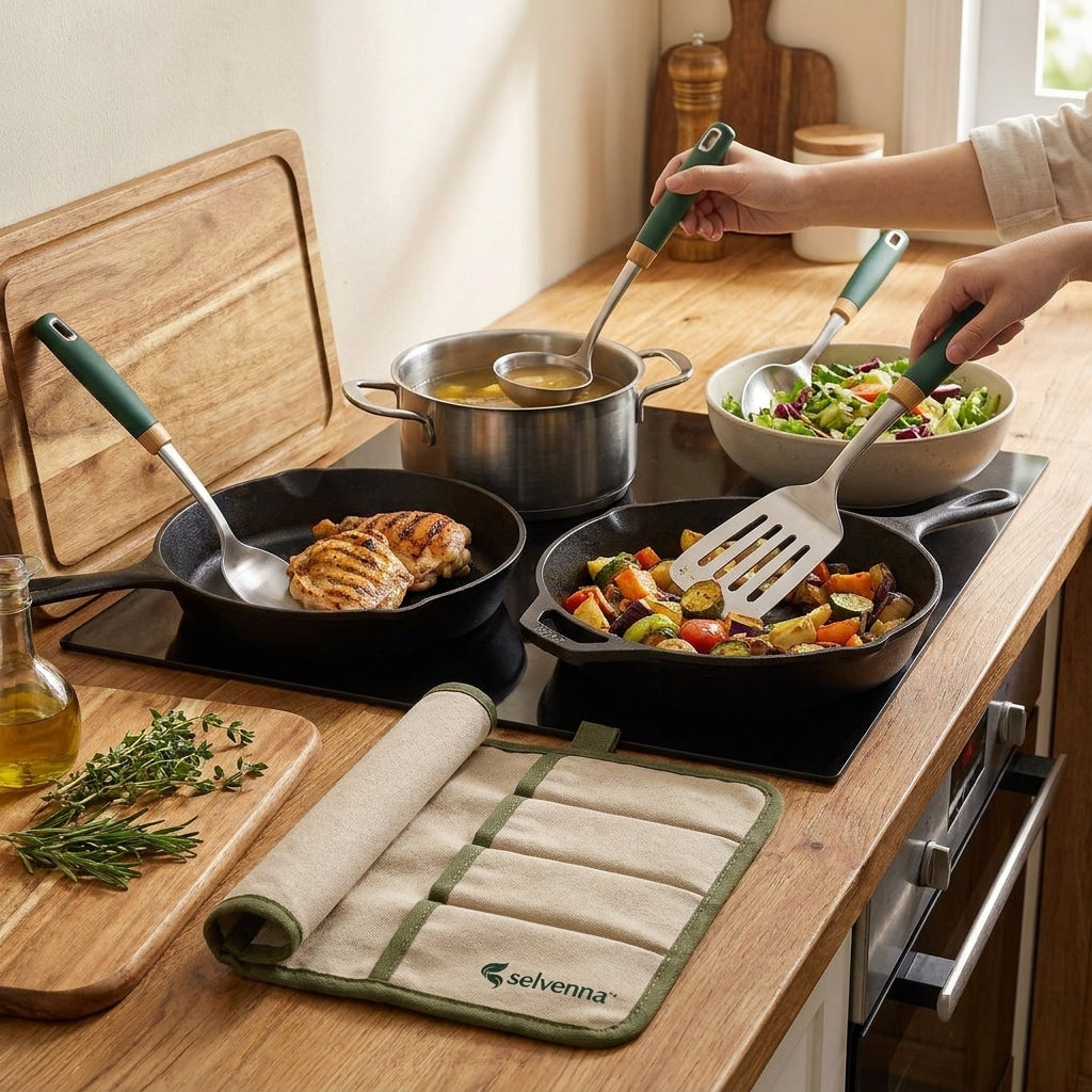 selvenna™ Camp Cooking Utensil Set with Storage Roll